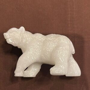 White Calcite Polar Bear Stone Carving
